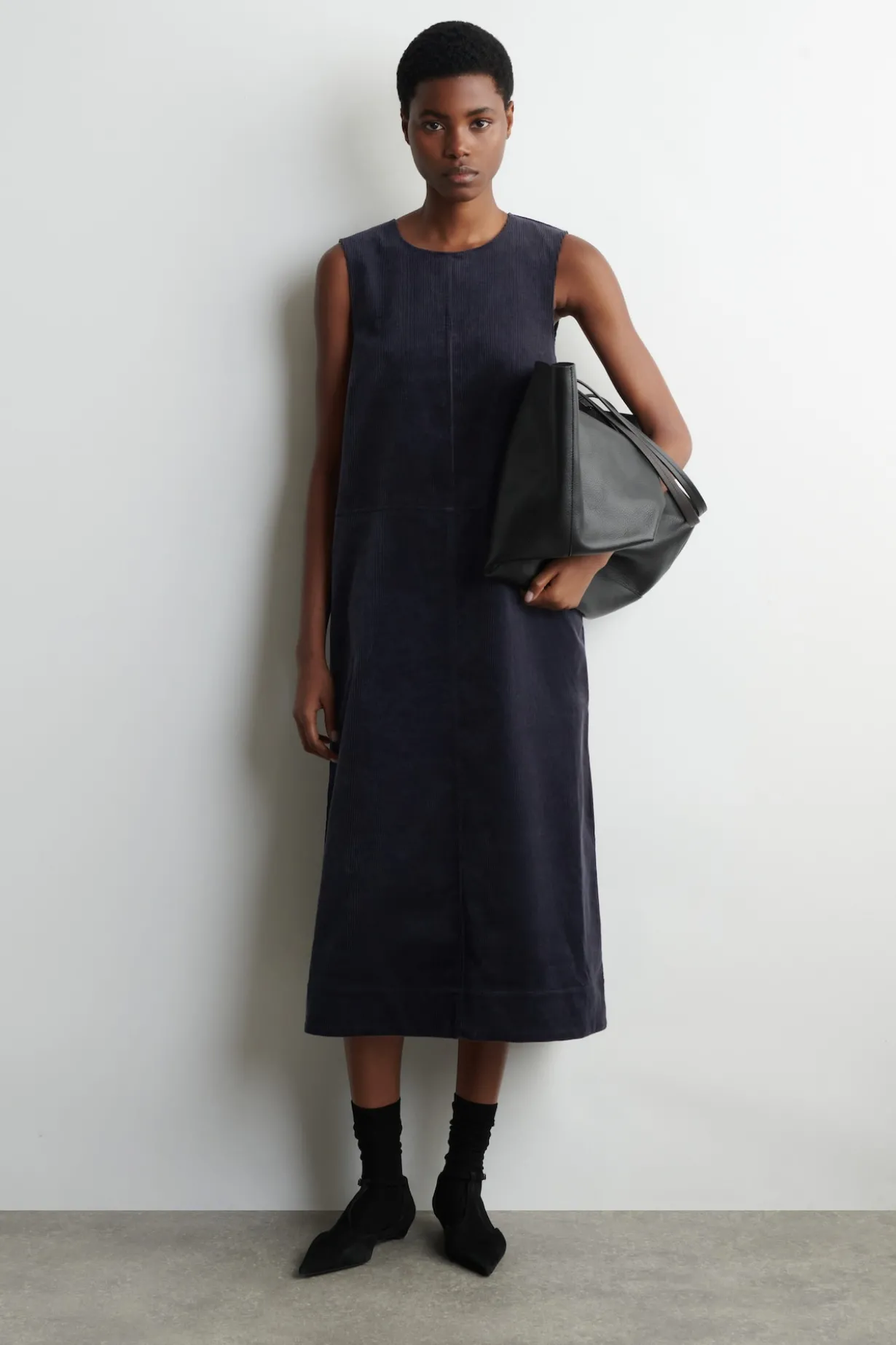 A-LINE CORDUROY MIDI DRESS