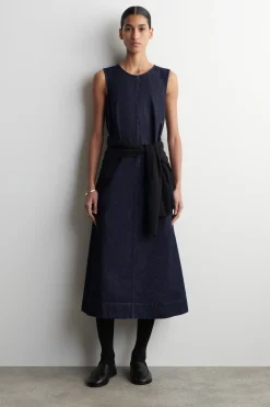 A-LINE DENIM MIDI DRESS