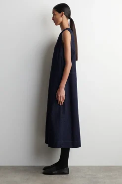 A-LINE DENIM MIDI DRESS