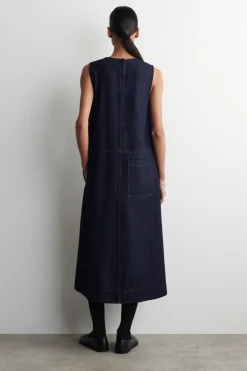 A-LINE DENIM MIDI DRESS
