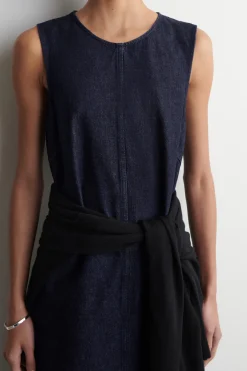 A-LINE DENIM MIDI DRESS