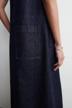 A-LINE DENIM MIDI DRESS