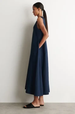 A-LINE LINEN-BLEND MAXI DRESS