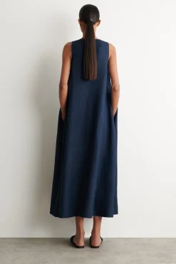 A-LINE LINEN-BLEND MAXI DRESS
