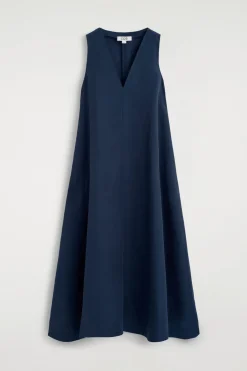 A-LINE LINEN-BLEND MAXI DRESS