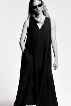 A-LINE LINEN-BLEND MAXI DRESS