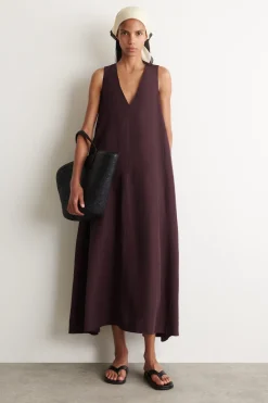 A-LINE LINEN-BLEND MAXI DRESS