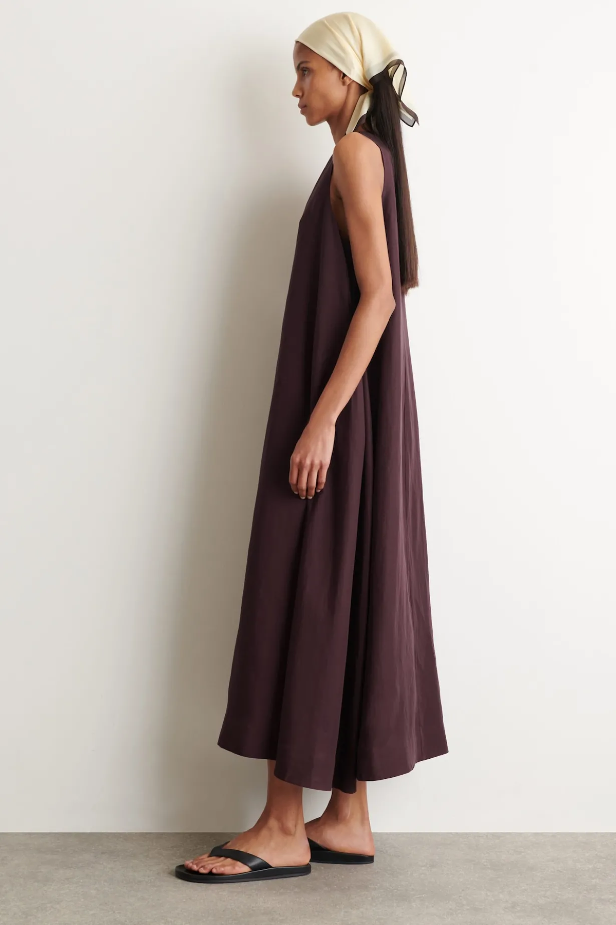 A-LINE LINEN-BLEND MAXI DRESS