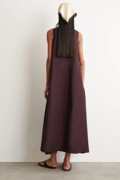 A-LINE LINEN-BLEND MAXI DRESS