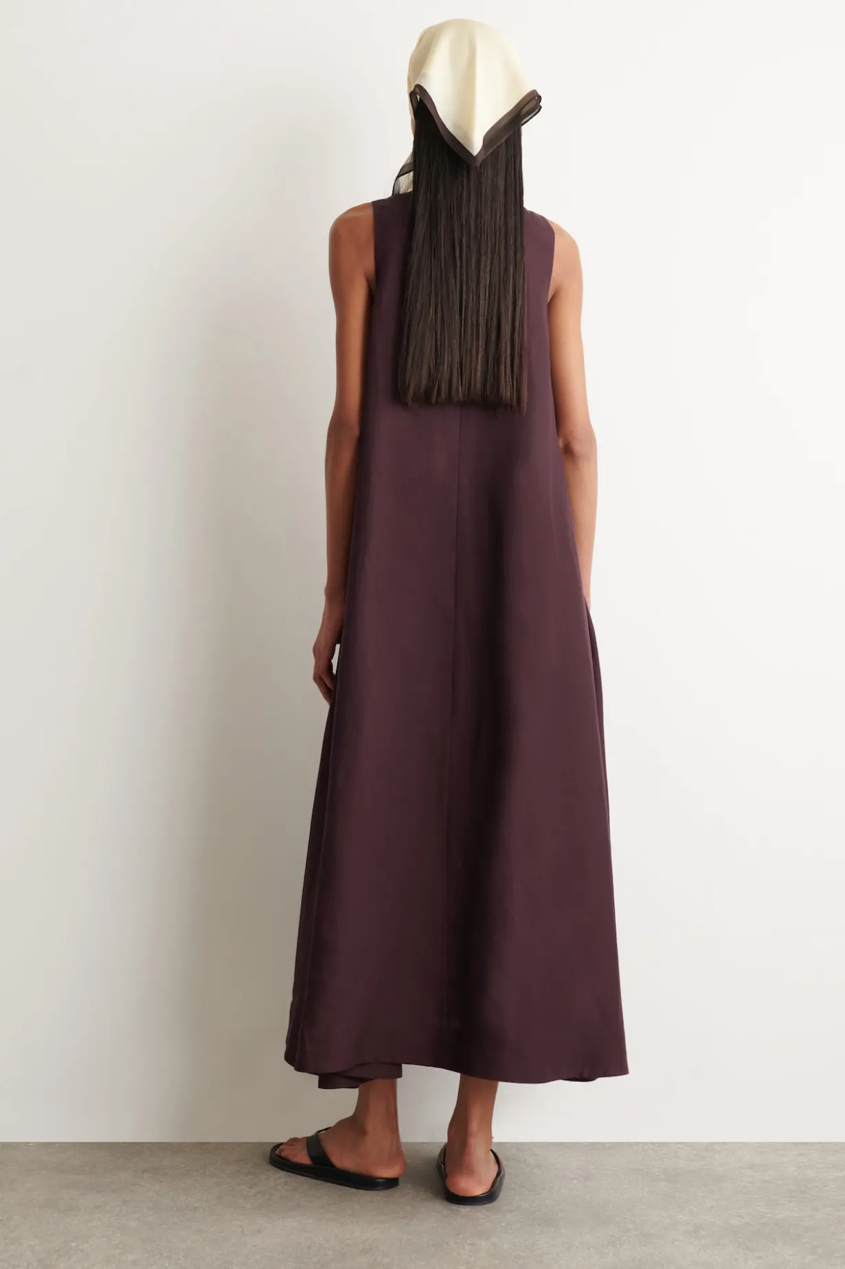 A-LINE LINEN-BLEND MAXI DRESS