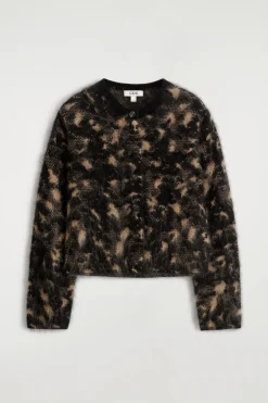 ANIMAL-JACQUARD MERINO WOOL CARDIGAN