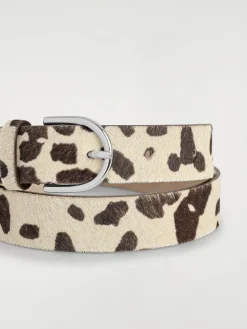 ANIMAL-PRINT PONY HAIR-EFFECT LEATHER BELT