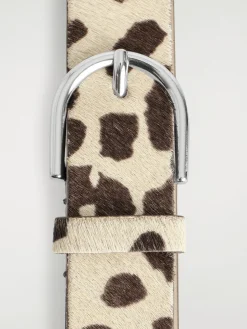 ANIMAL-PRINT PONY HAIR-EFFECT LEATHER BELT