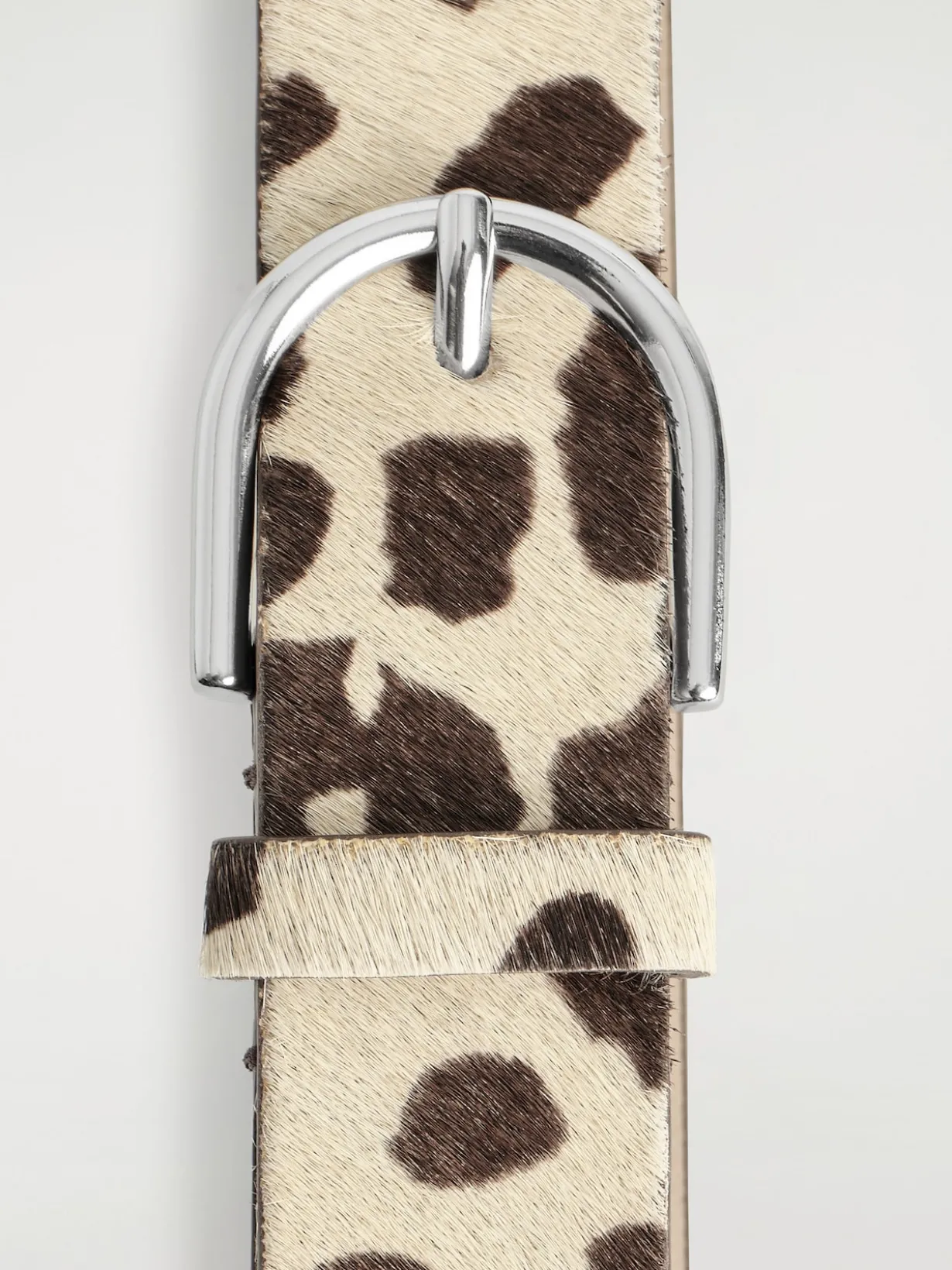 ANIMAL-PRINT PONY HAIR-EFFECT LEATHER BELT