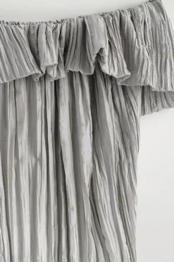 ASYMMETRIC PLEATED SILK GOWN