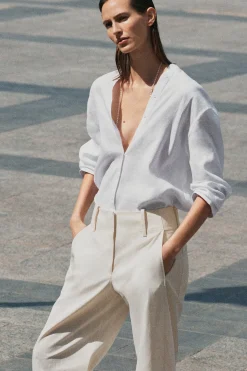BARREL-LEG PIMA COTTON PANTS