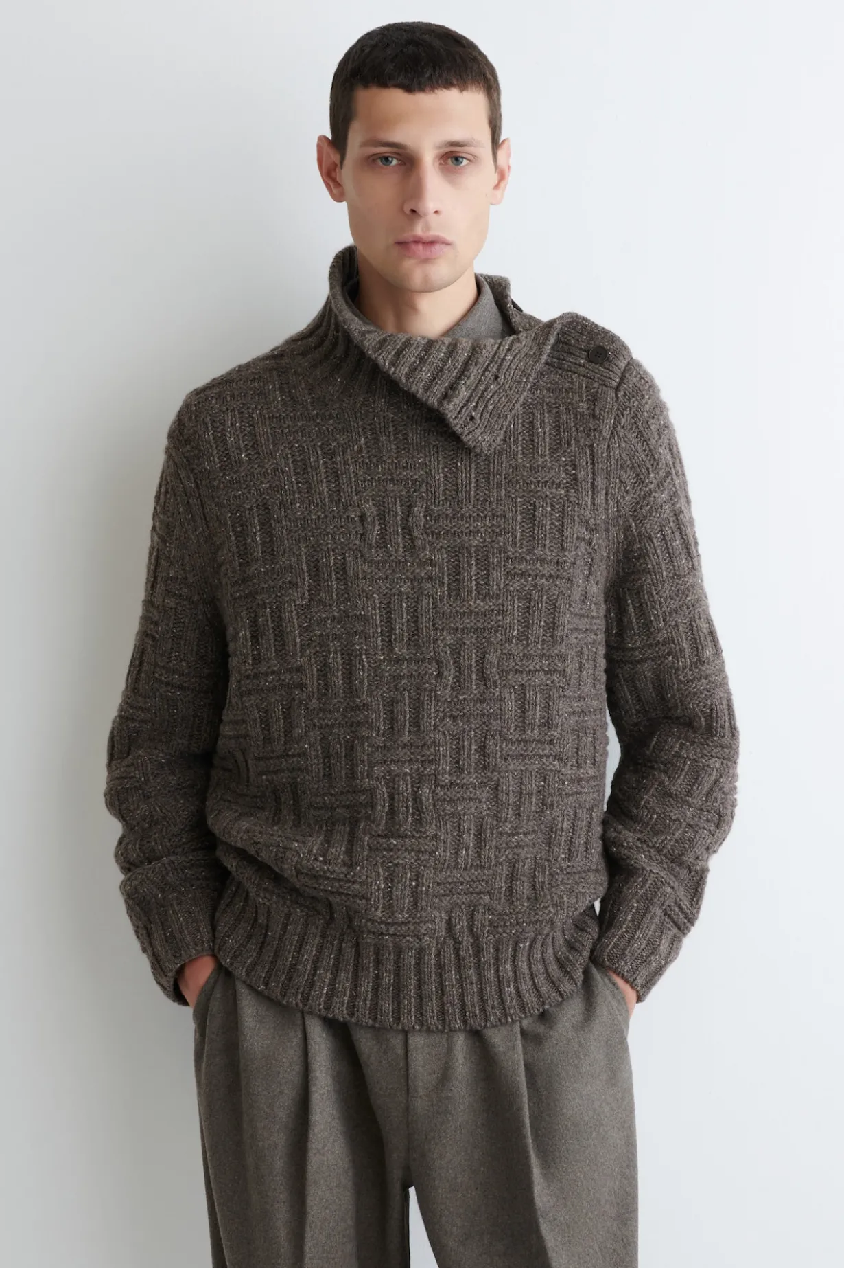 BASKETWEAVE WOOL SWEATER