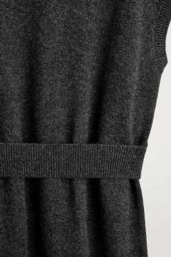 BELT-DETAIL MERINO WOOL MOCK-NECK DRESS