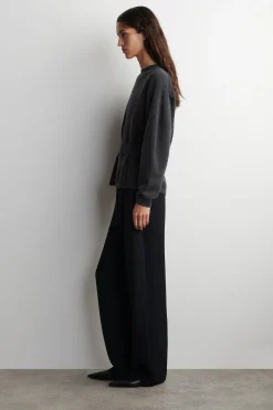 BELT-DETAIL MERINO WOOL SWEATER