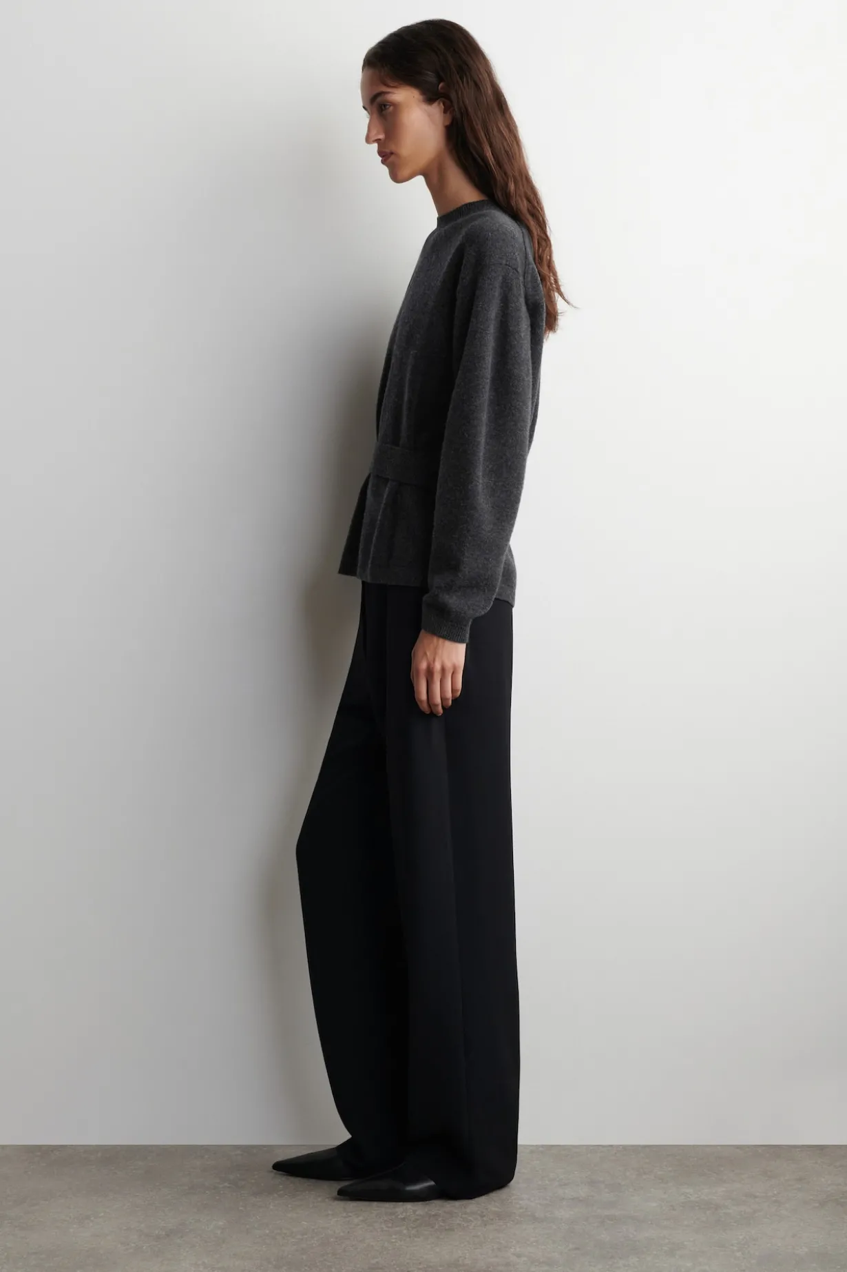 BELT-DETAIL MERINO WOOL SWEATER