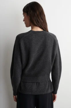 BELT-DETAIL MERINO WOOL SWEATER