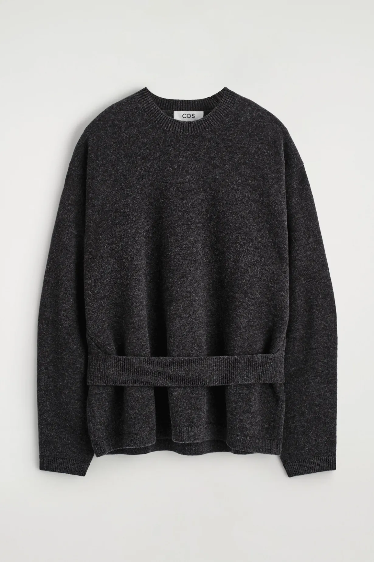BELT-DETAIL MERINO WOOL SWEATER
