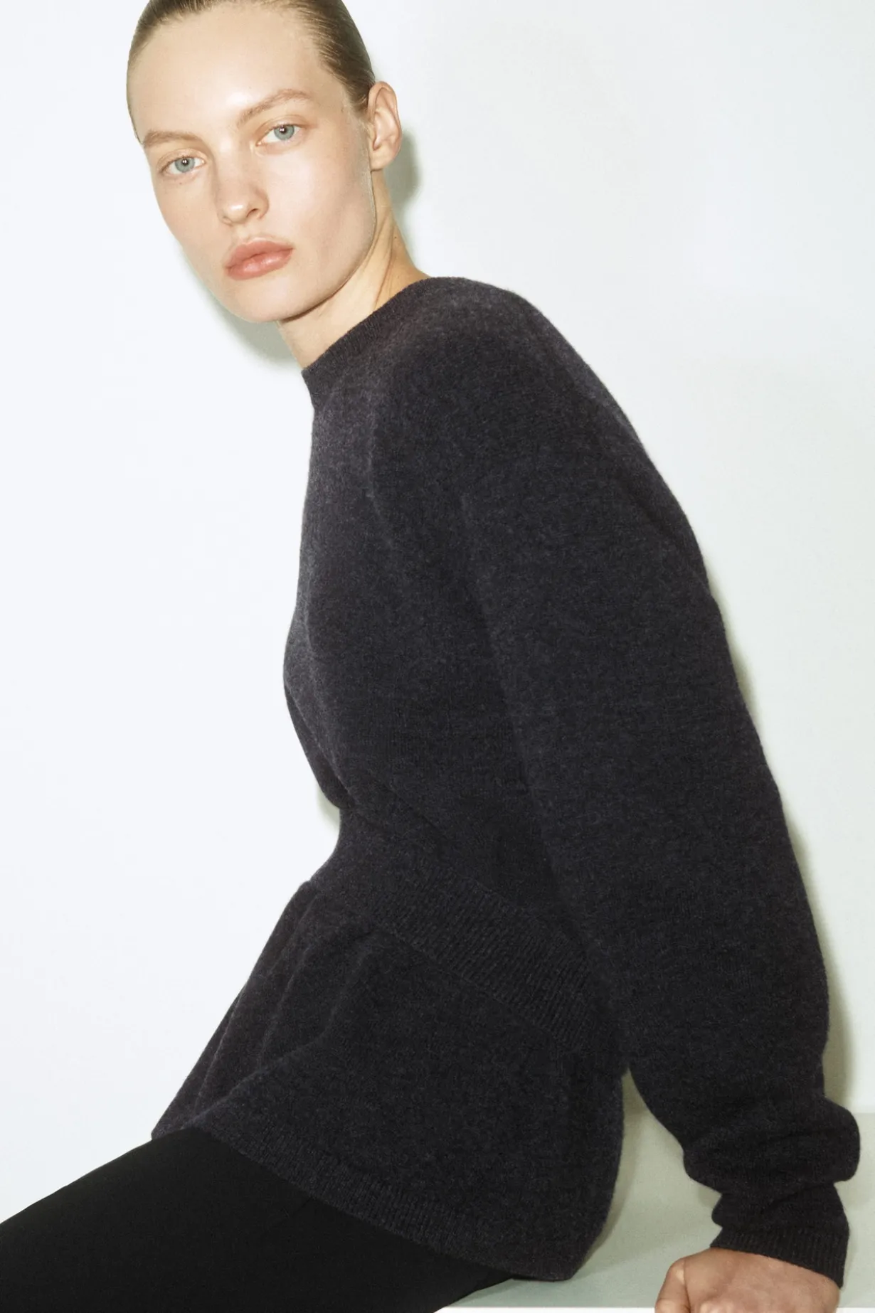 BELT-DETAIL MERINO WOOL SWEATER