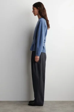 BELT-DETAIL MERINO WOOL SWEATER