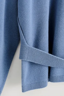 BELT-DETAIL MERINO WOOL SWEATER