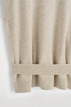 BELT-DETAIL MOCK-NECK WOOL VEST