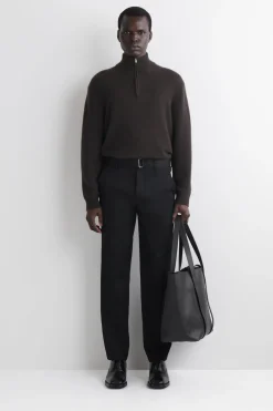 BELTED COTTON REGULAR-FIT STRAIGHT-LEG PANTS