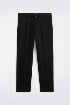 BELTED COTTON REGULAR-FIT STRAIGHT-LEG PANTS