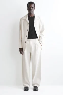 BELTED DENIM RELAXED-FIT BARREL-LEG PANTS