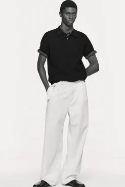 BELTED DENIM RELAXED-FIT BARREL-LEG PANTS