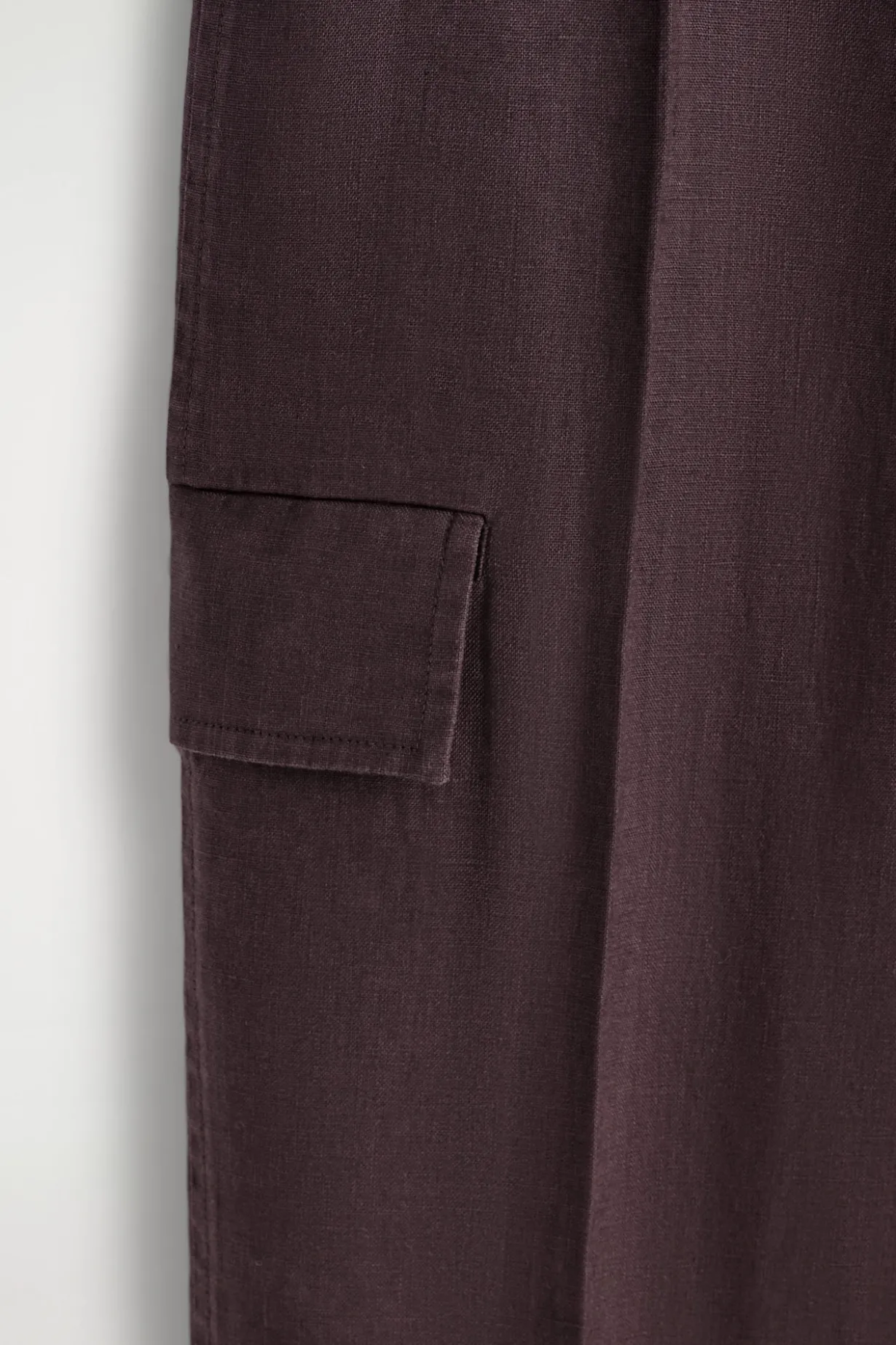 BELTED LINEN BARREL-LEG PANTS