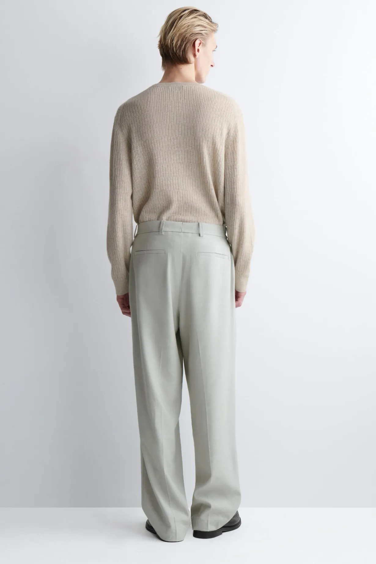BELTED LINEN-BLEND RELAXED-FIT WIDE-LEG PANTS