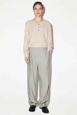 BELTED LINEN-BLEND RELAXED-FIT WIDE-LEG PANTS