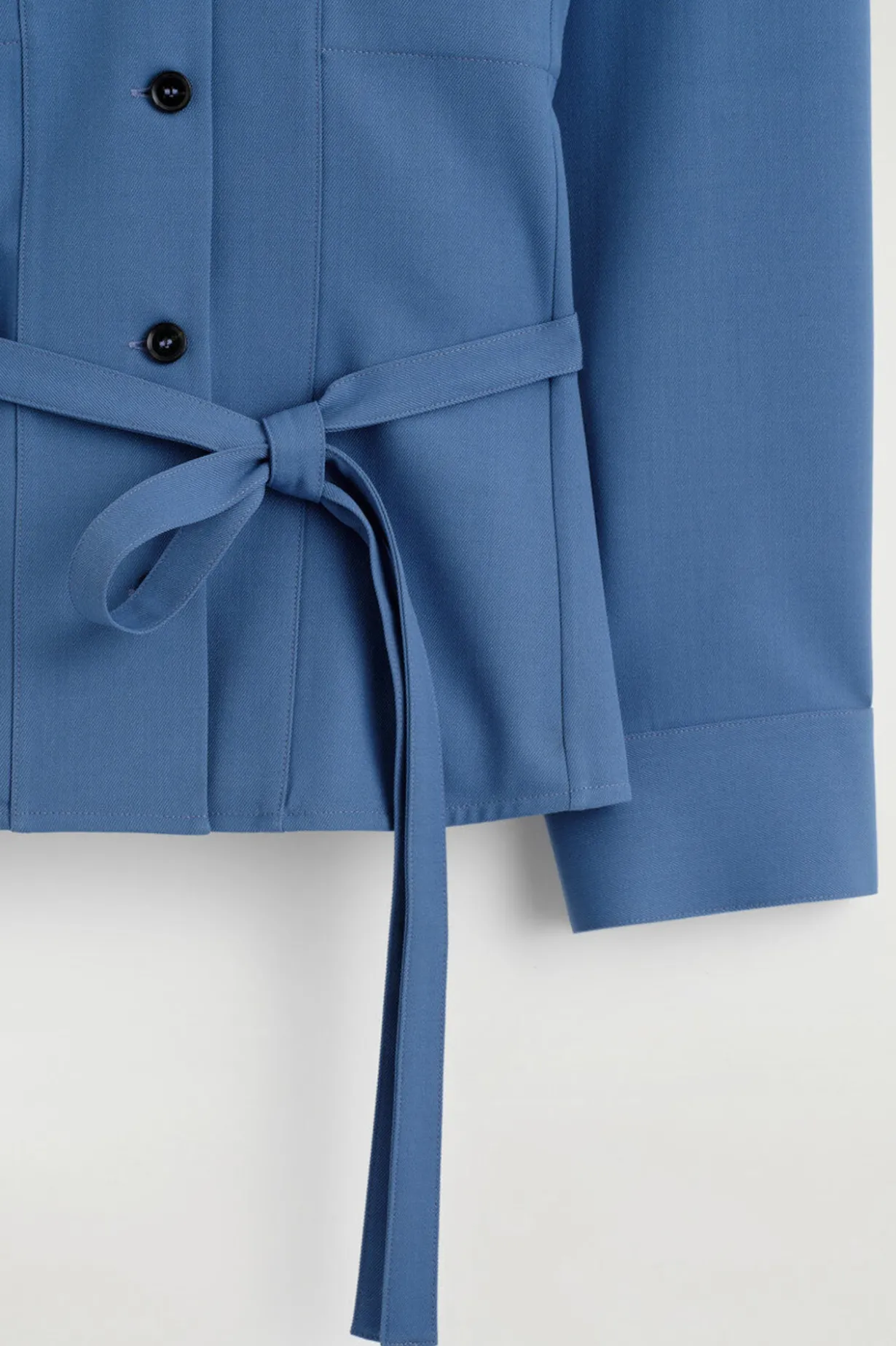 BELTED MERINO WOOL BLEND UTILITY SHIRT