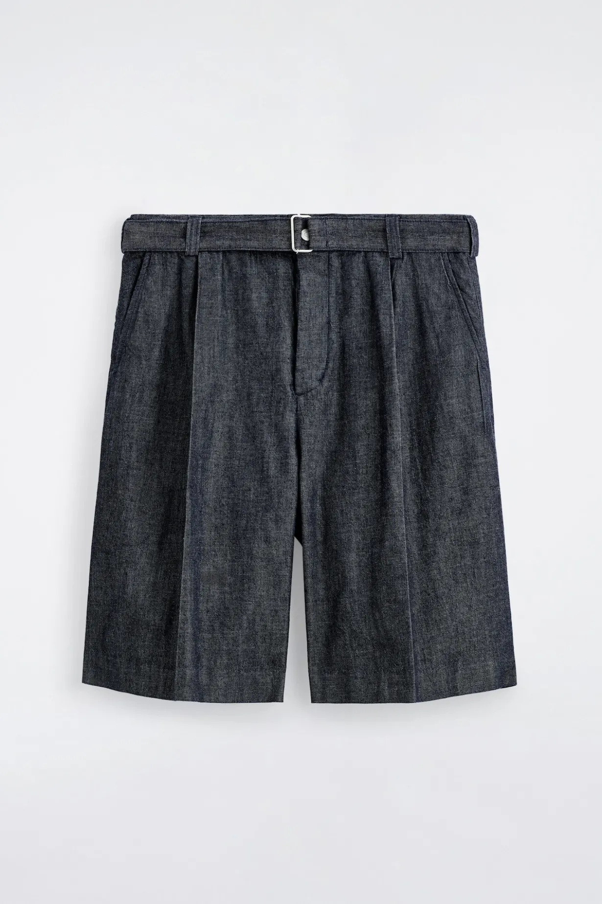 BELTED WIDE-LEG DENIM SHORTS