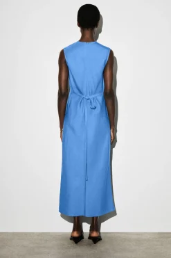 BIAS CUT LINEN BLEND MIDI DRESS