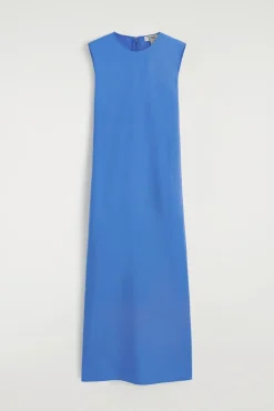 BIAS CUT LINEN BLEND MIDI DRESS
