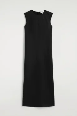 BIAS CUT LINEN BLEND MIDI DRESS