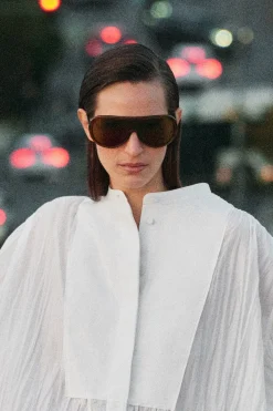BIB-FRONT CRINKLED-COTTON SHIRT