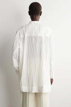 BIB-FRONT CRINKLED-COTTON SHIRT