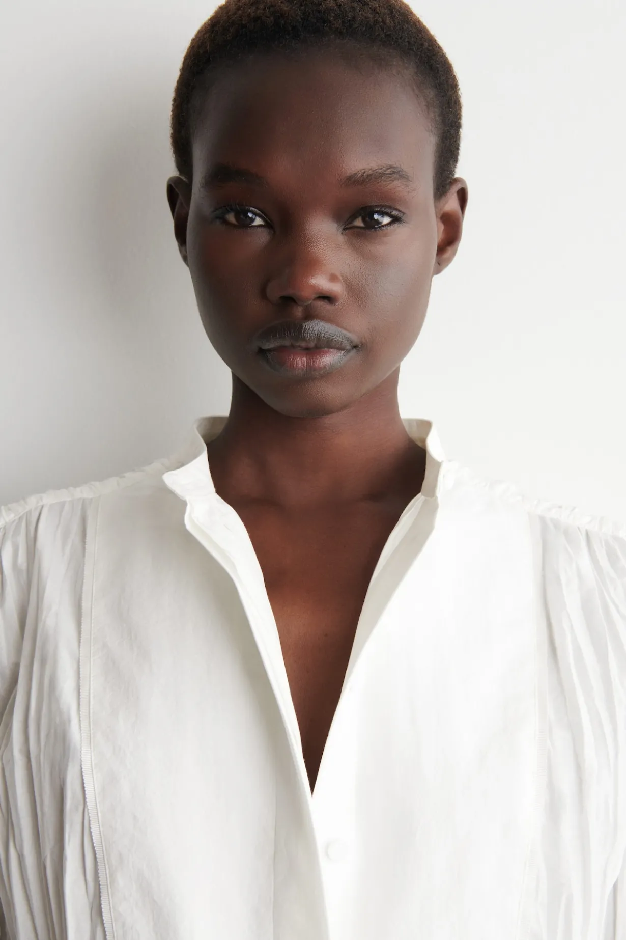 BIB-FRONT CRINKLED-COTTON SHIRT