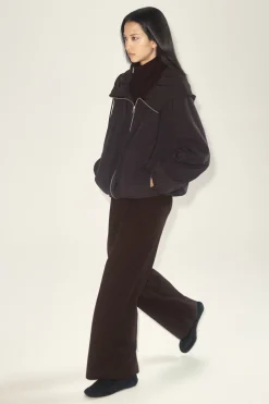 BOILED MERINO WOOL WIDE-LEG PANTS