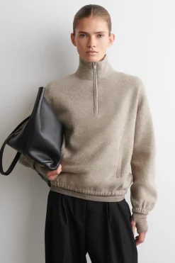 BOILED MERINO WOOL ZIP-UP SWEATER