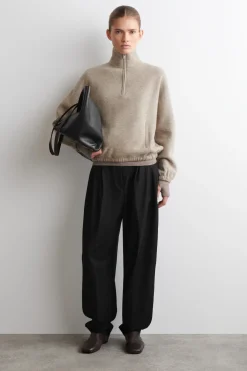 BOILED MERINO WOOL ZIP-UP SWEATER