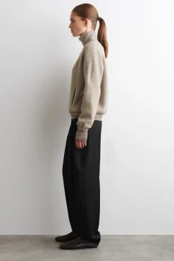 BOILED MERINO WOOL ZIP-UP SWEATER