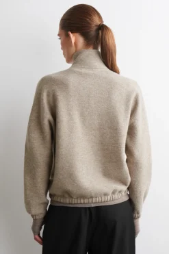 BOILED MERINO WOOL ZIP-UP SWEATER